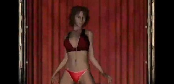  3d animated stripper dancing in white panties